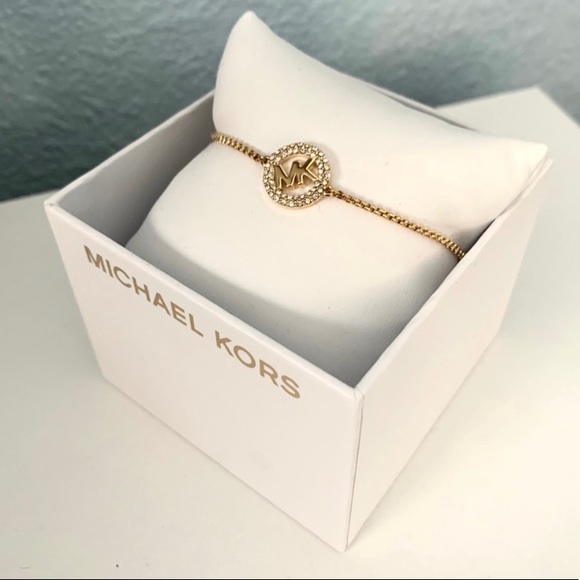 Michael Kors Jewelry - NWT authentic MK gold pave logo slider bracelet